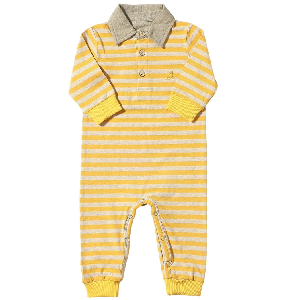 KINGSTON Gold/Beige Stripe Polo Romper 1 KINGSTON Gold/Beige Stripe Polo Romper