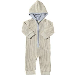 BLAINE Beige Hooded Knit Romper