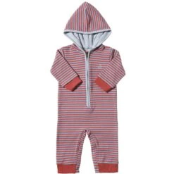BLAINE Blue/Rust Cosy Hooded Romper