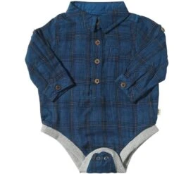 JASPER Royal/Black Plaid Woven Onesie