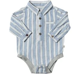 Blue/White Stripe JASPER Woven Onesie