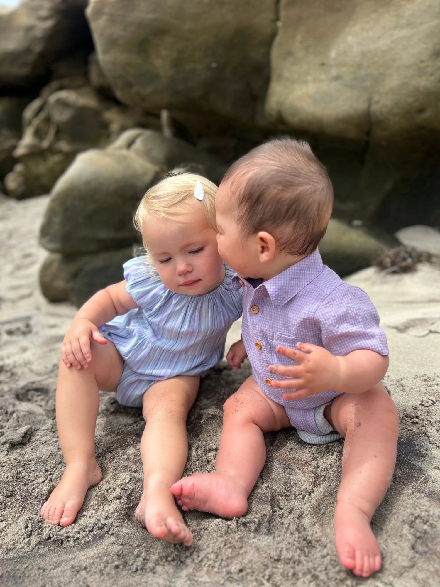 HELFORD Lilac/Pink Plaid Woven Seersucker Onesie 2 HELFORD Lilac/Pink Plaid Woven Seersucker Onesie - Image 2