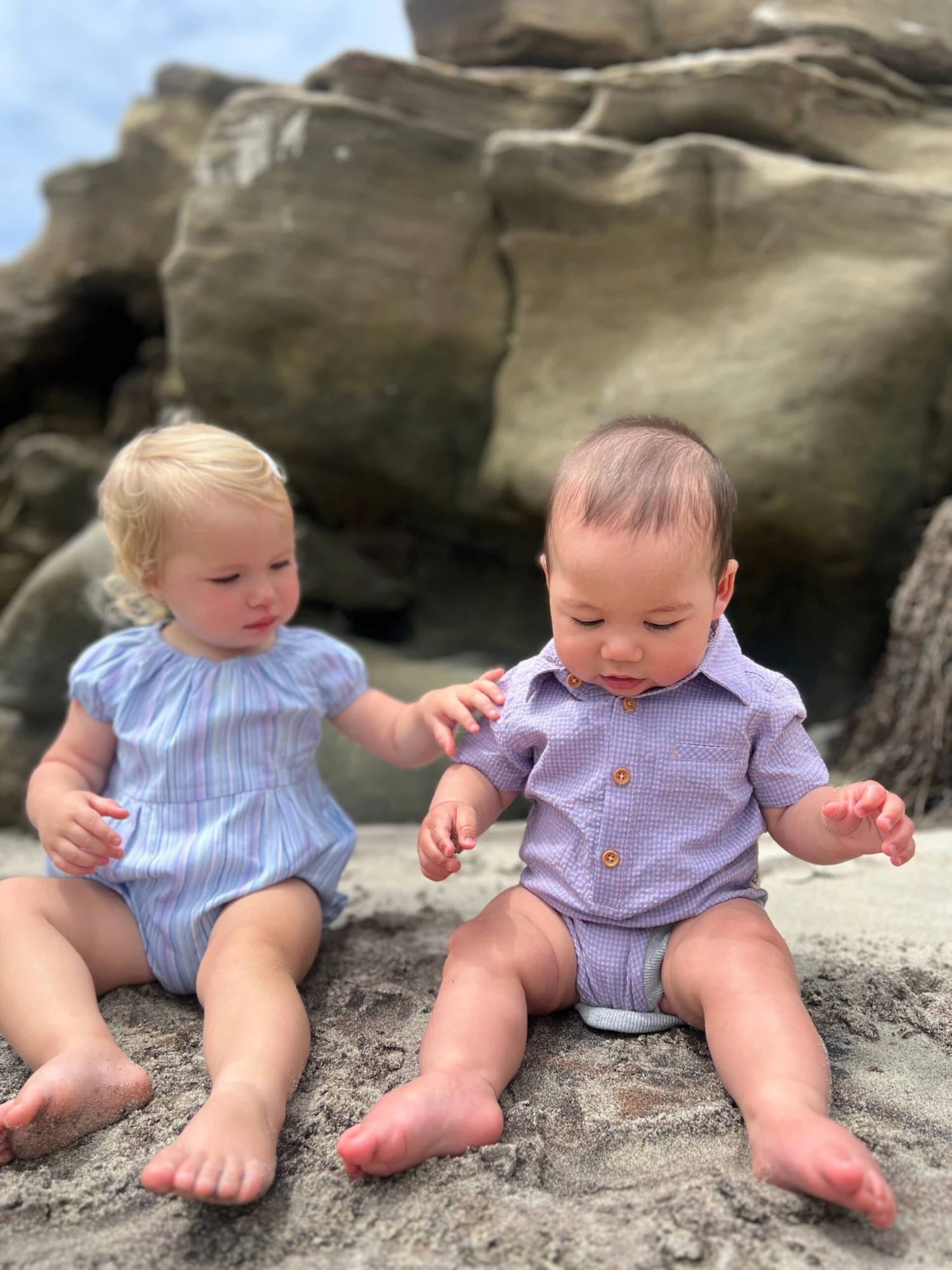 HELFORD Lilac/Pink Plaid Woven Seersucker Onesie 4 HELFORD Lilac/Pink Plaid Woven Seersucker Onesie - Image 4