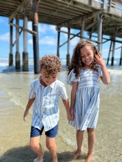 NEWPORT Blue Wide Stripe Woven Shirt -Me & Henry hb1240e 3