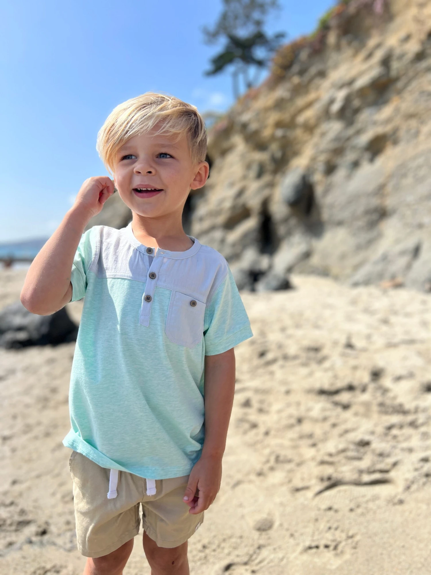 BOARDWALK Pale Blue Panelled Top 2 BOARDWALK Pale Blue Panelled Top - Image 2