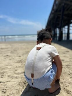 CAPTAIN Blue Heathered Shorts With Adjustable Suspenders -Me & Henry hb1282a hb1210b 1