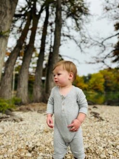 MASON Grey Rib Romper -Me & Henry hb1328k