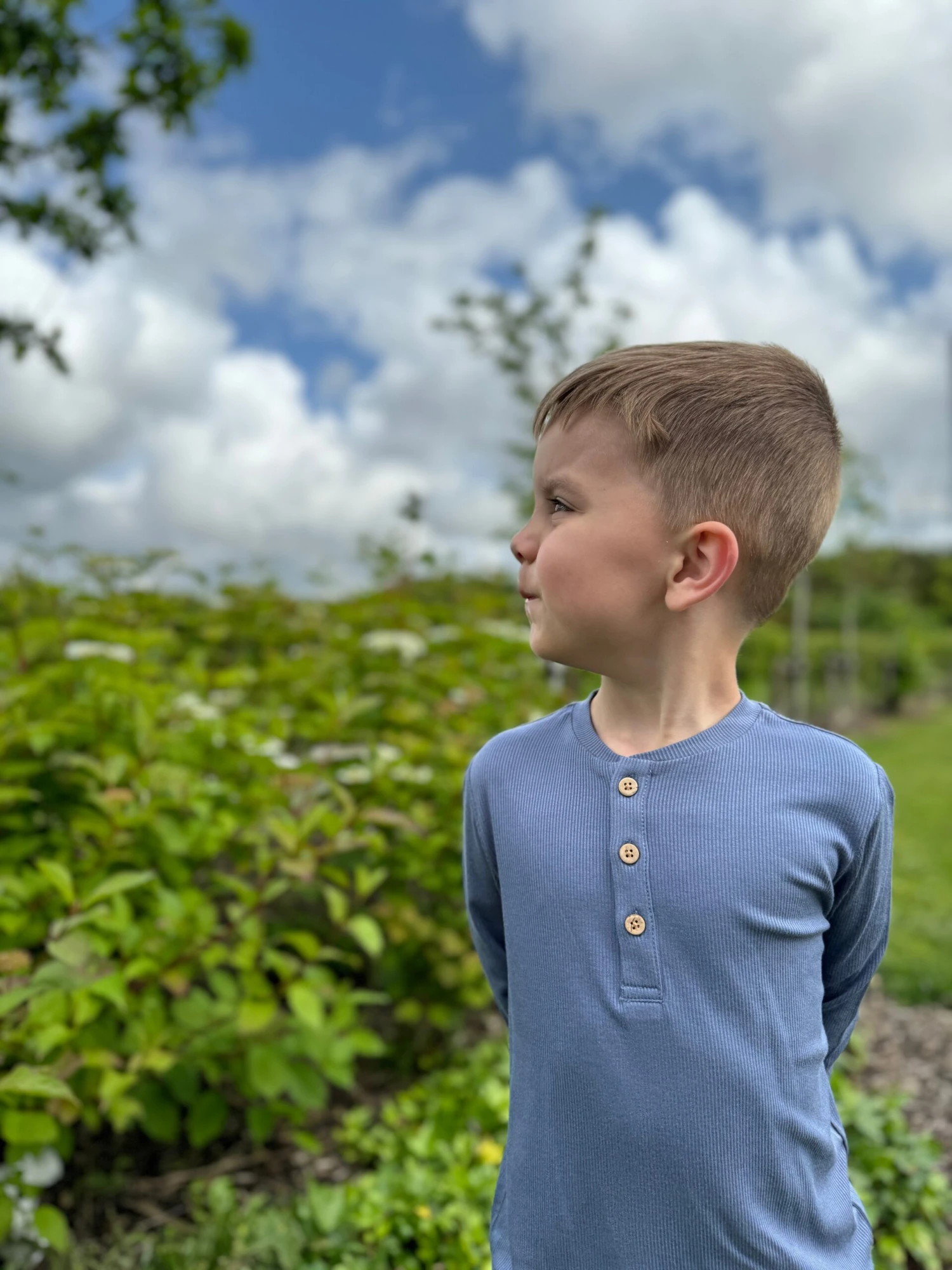 ADAMS China Blue Ribbed Henley 3 ADAMS China Blue Ribbed Henley - Image 3