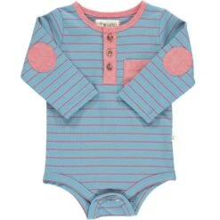 Blue/red Stripe Henley Onesie