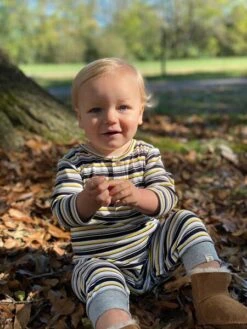 MASON Yellow/black/white Striped Ribbed Romper 8 MASON Yellow/black/white Striped Ribbed Romper -Me & Henry hb706d 3