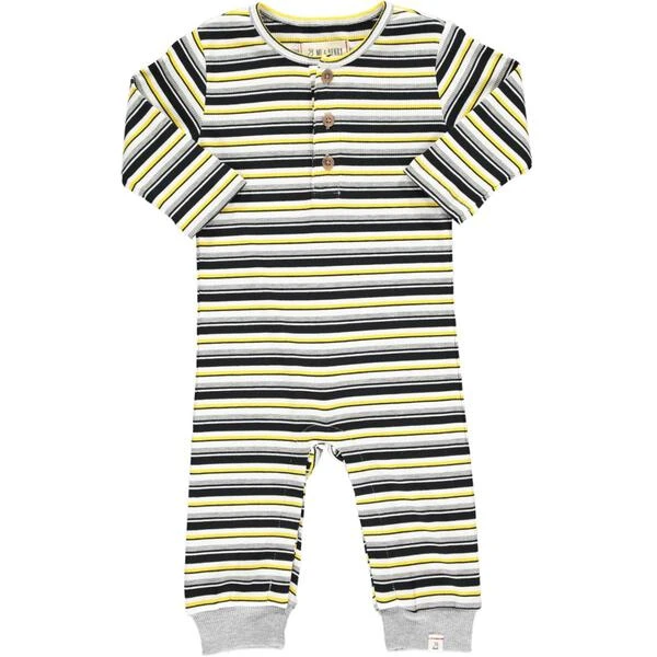 MASON Yellow/black/white Striped Ribbed Romper 1 MASON Yellow/black/white Striped Ribbed Romper