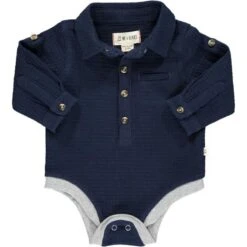 JASPER Navy Waffle Woven Onesie