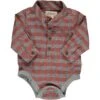 JASPER Grey/Rust Plaid Woven Onesie